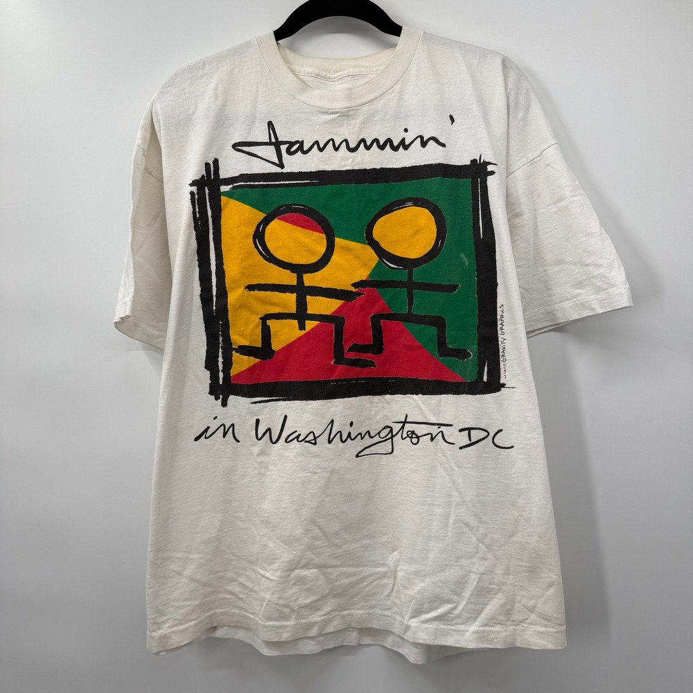 Gravity Graphics Mens Large Vintage Jammin in Washington DC T-Shirt White Haring